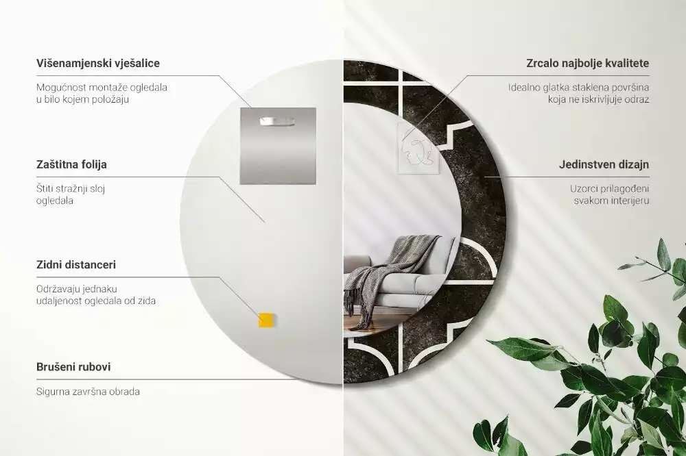 Espejo redondo impreso Patrón antiguo