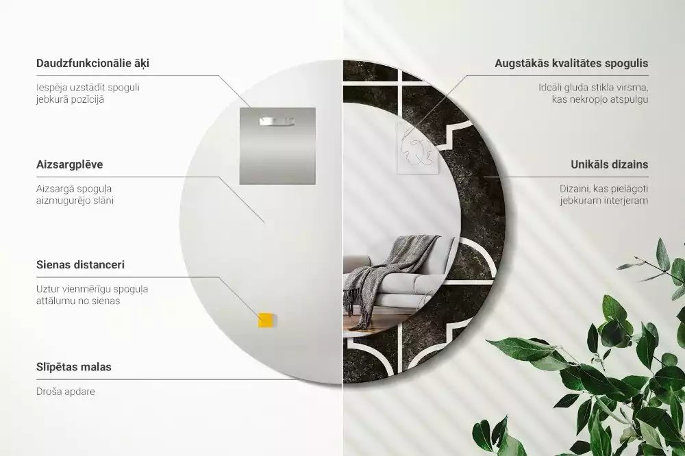 Espejo redondo impreso Patrón antiguo