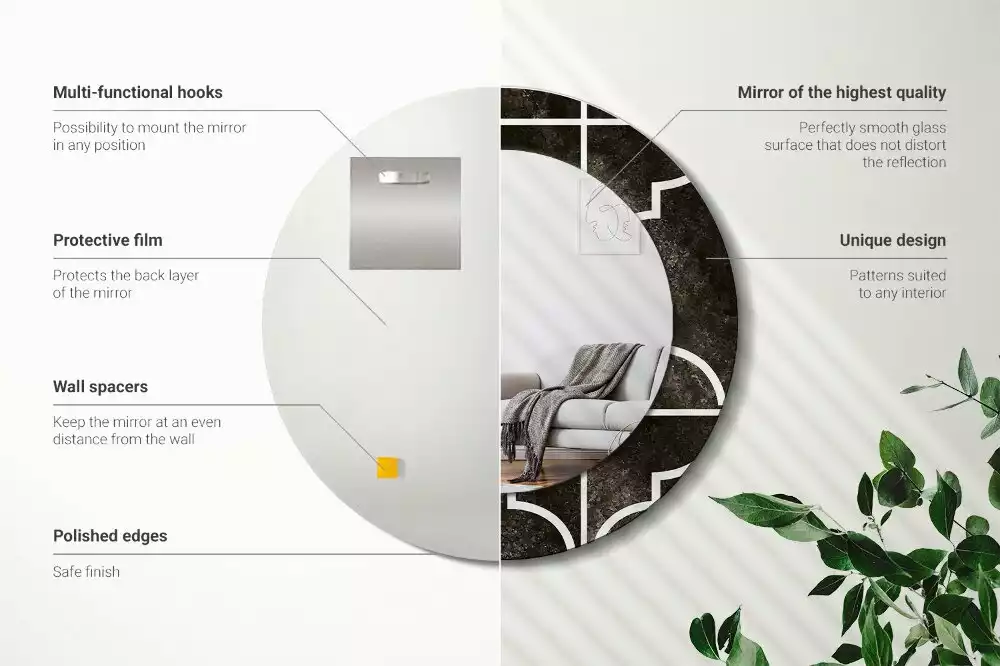 Espejo redondo impreso Patrón antiguo