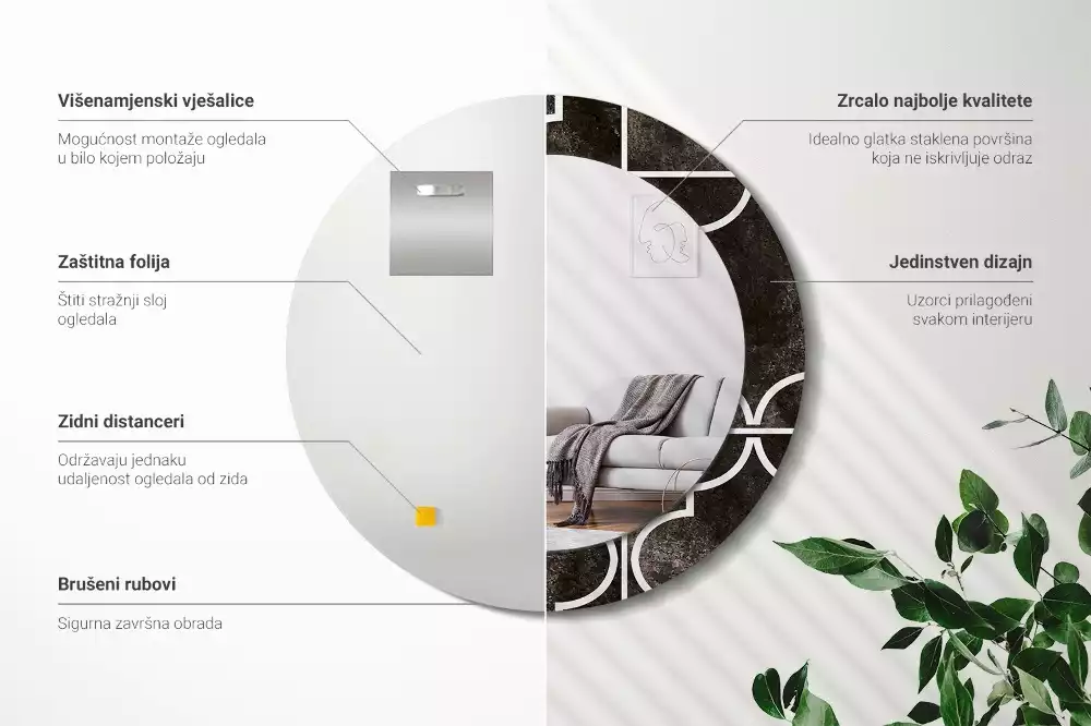 Espejo redondo impreso Patrón antiguo