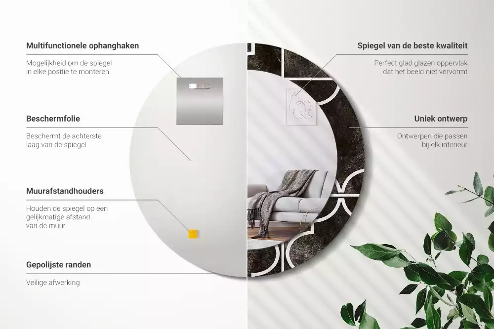 Espejo redondo impreso Patrón antiguo