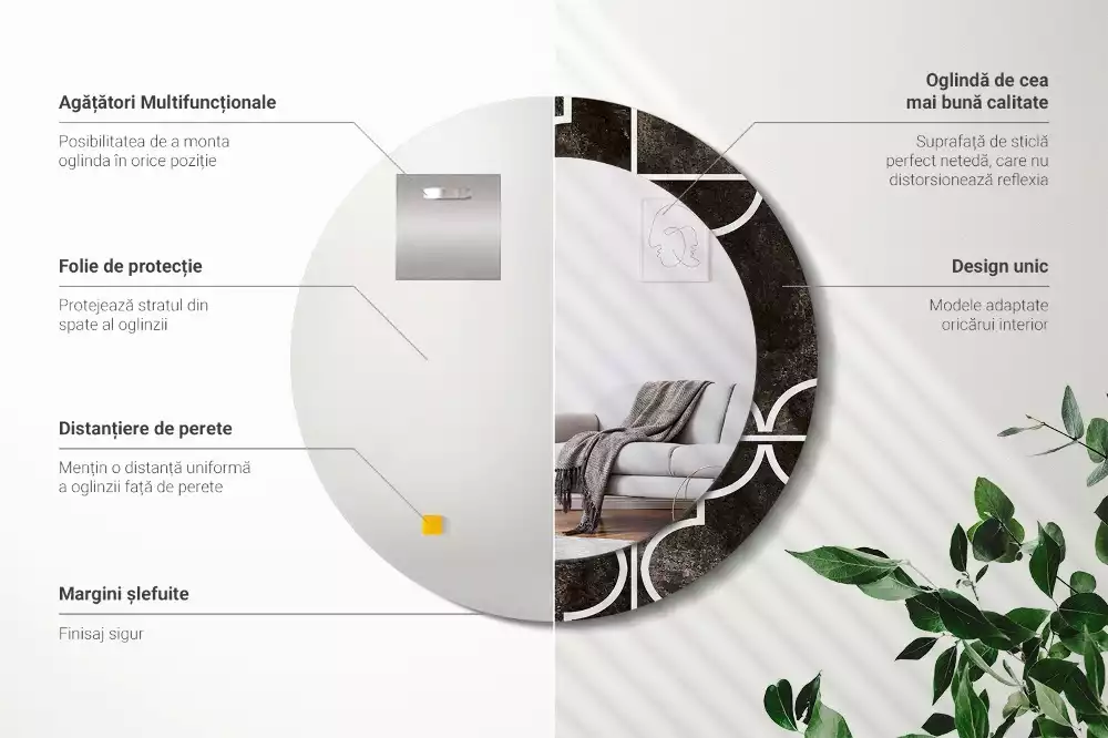 Espejo redondo impreso Patrón antiguo