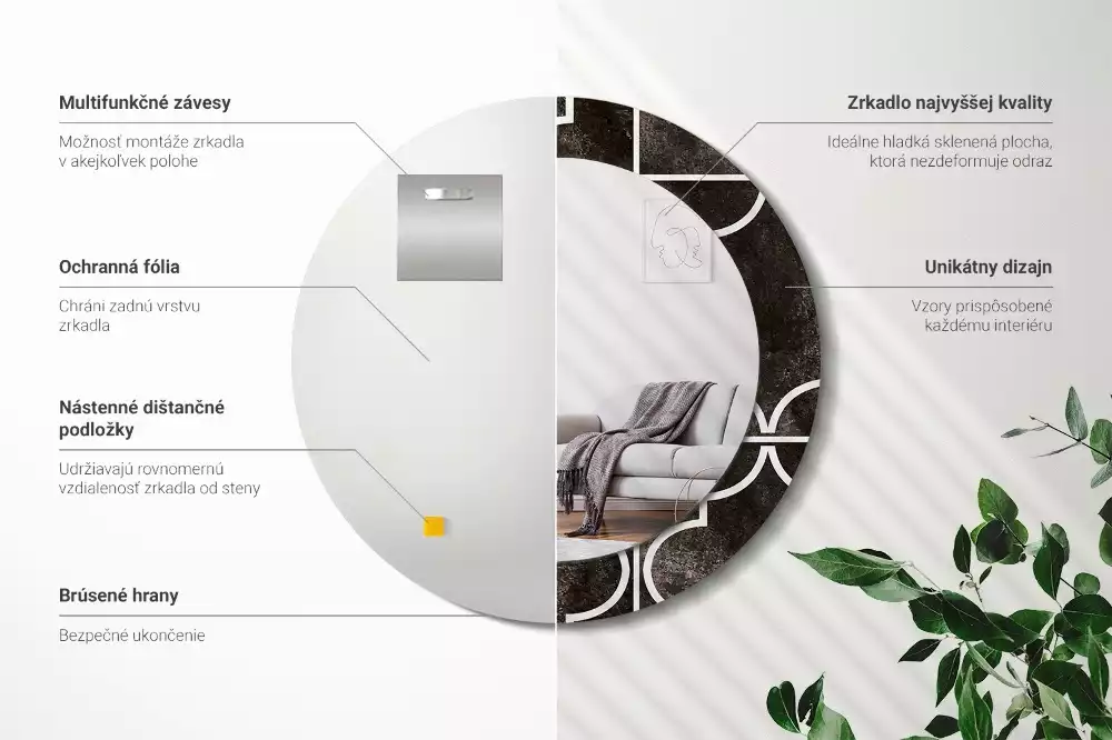 Espejo redondo impreso Patrón antiguo