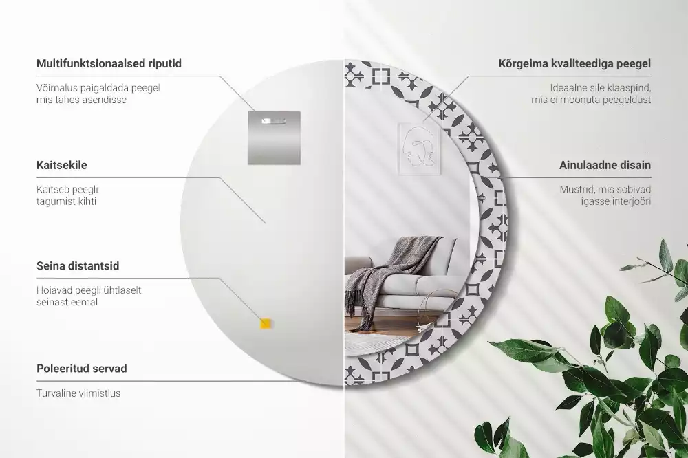 Espejo redondo con decoración Patrón de mosaico