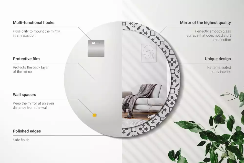 Espejo redondo con decoración Patrón de mosaico