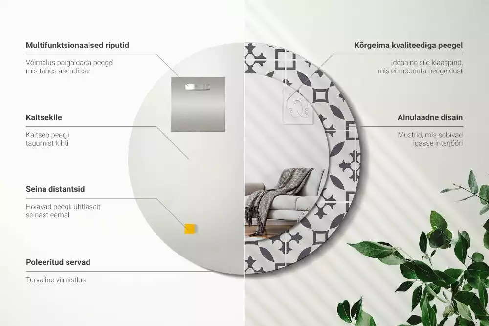 Espejo redondo con decoración Patrón de mosaico