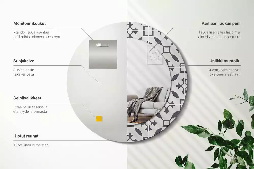 Espejo redondo con decoración Patrón de mosaico