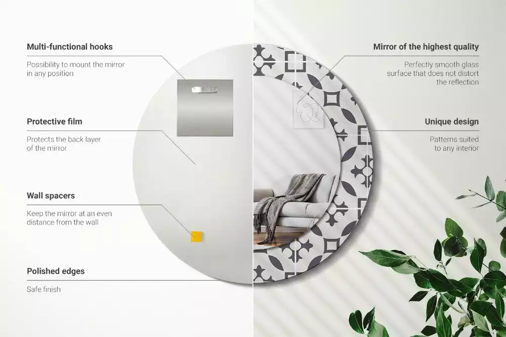 Espejo redondo con decoración Patrón de mosaico