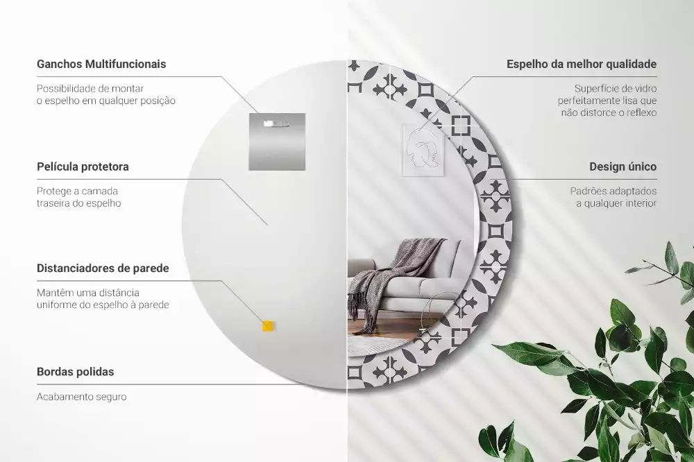 Espejo redondo con decoración Patrón de mosaico