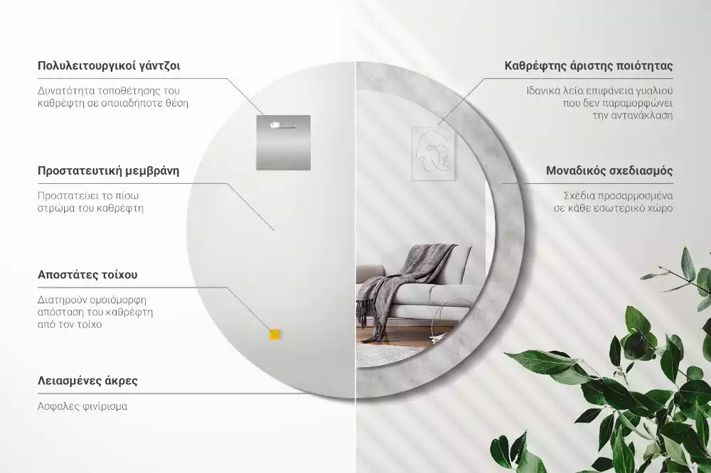 Espejo redondo impreso Textura de hormigón