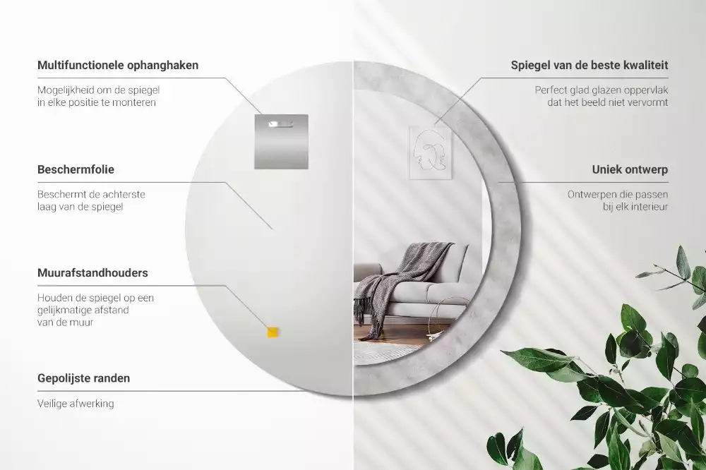 Espejo redondo impreso Textura de hormigón