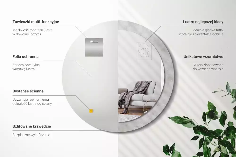 Espejo redondo impreso Textura de hormigón