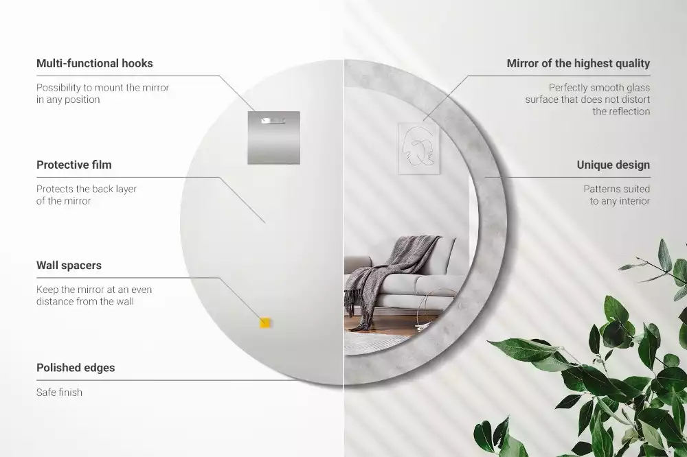 Espejo redondo impreso Textura de hormigón