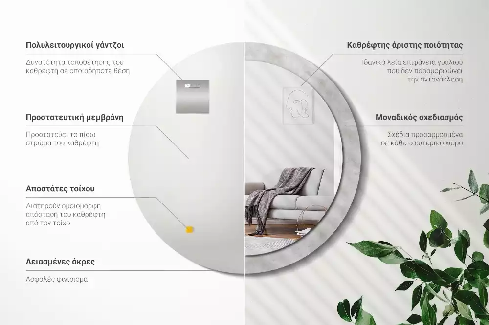 Espejo redondo impreso Textura de hormigón