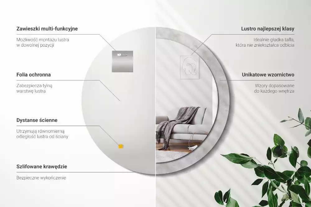 Espejo redondo impreso Textura de hormigón