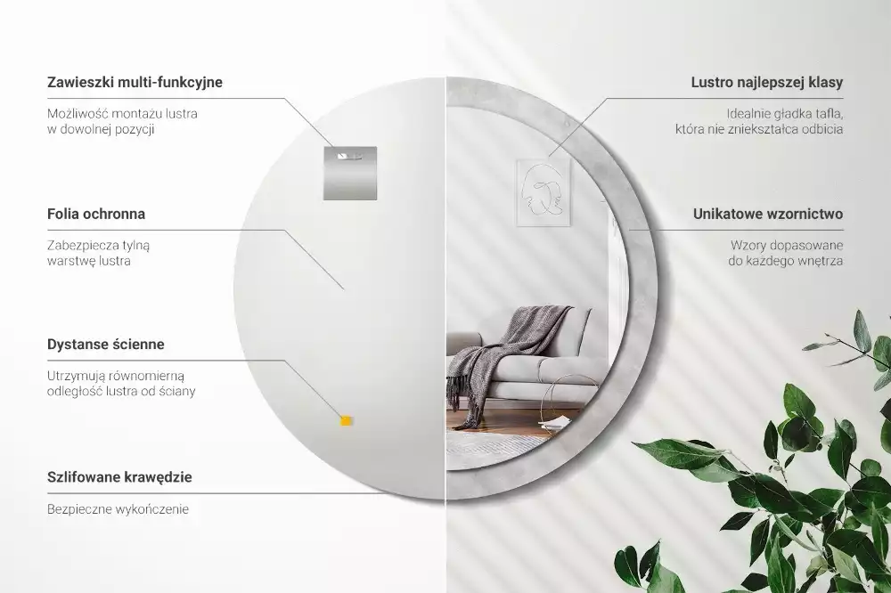 Espejo redondo impreso Textura de hormigón