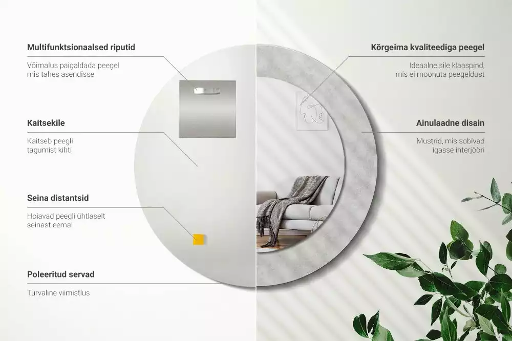 Espejo redondo impreso Textura de hormigón