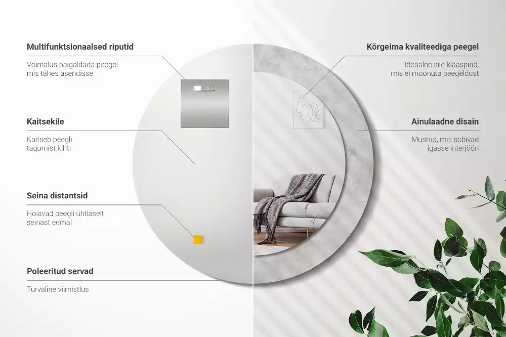 Espejo redondo impreso Textura de hormigón