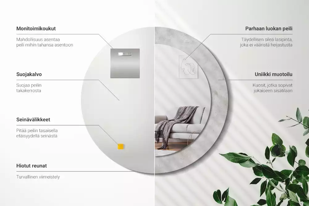 Espejo redondo impreso Textura de hormigón