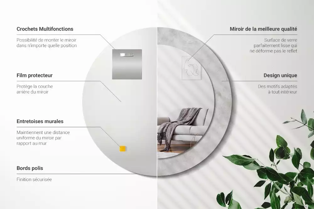 Espejo redondo impreso Textura de hormigón