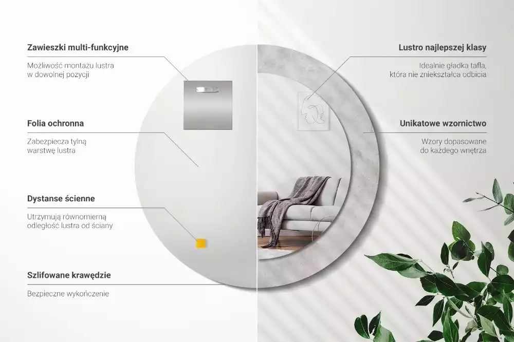 Espejo redondo impreso Textura de hormigón