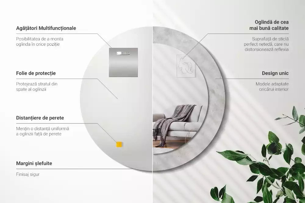 Espejo redondo impreso Textura de hormigón