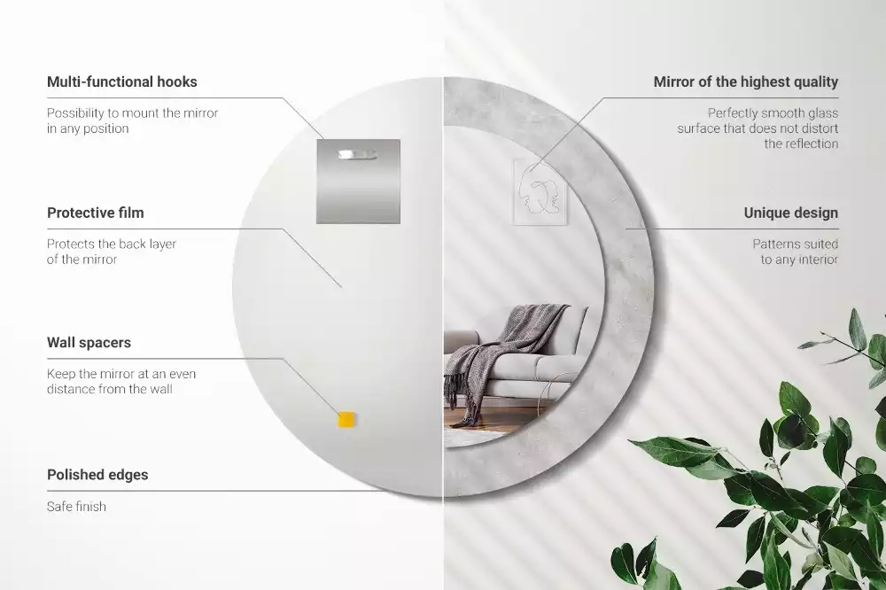 Espejo redondo impreso Textura de hormigón