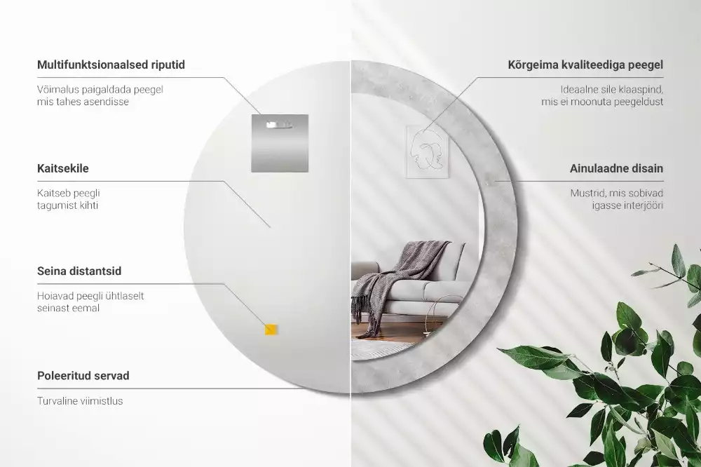 Espejo redondo impreso Textura de hormigón