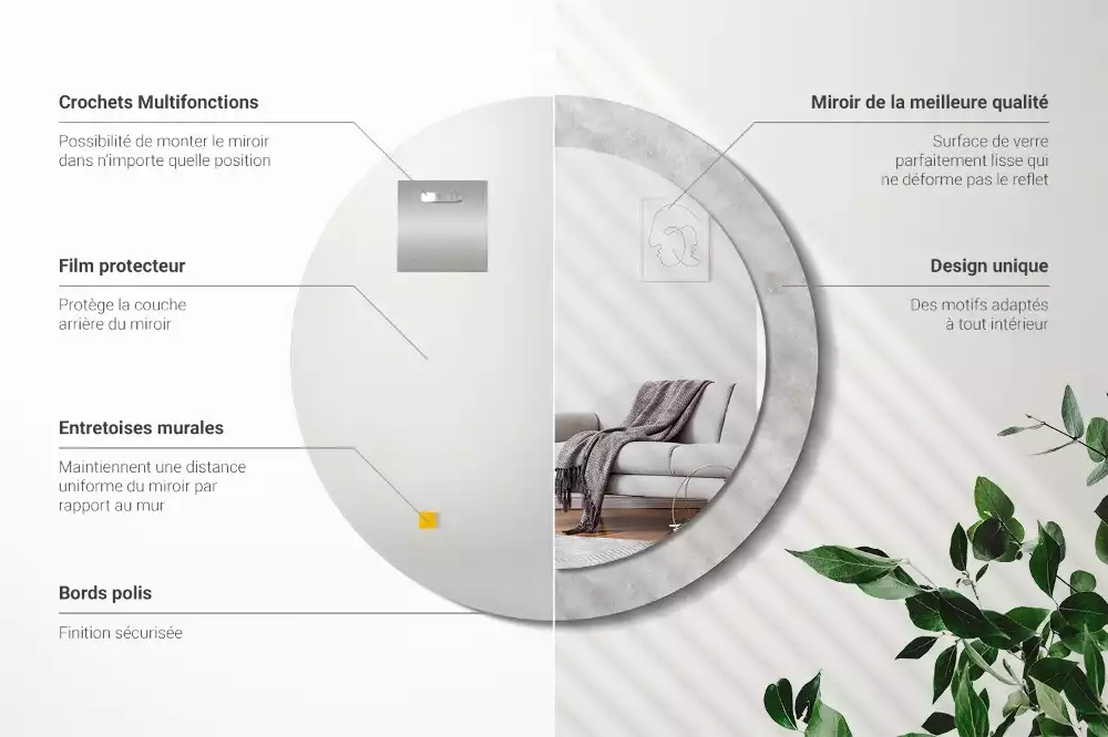 Espejo redondo impreso Textura de hormigón