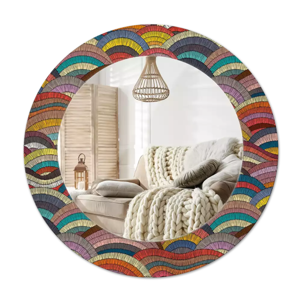 Espejo redondo estampado Ornamento