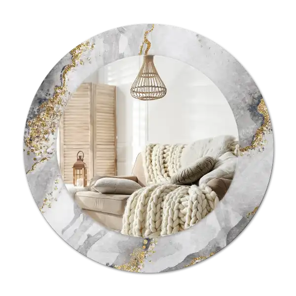 Espejo redondo con decoración Patrón de mármol