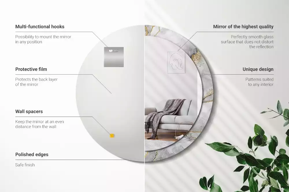 Espejo redondo con decoración Patrón de mármol