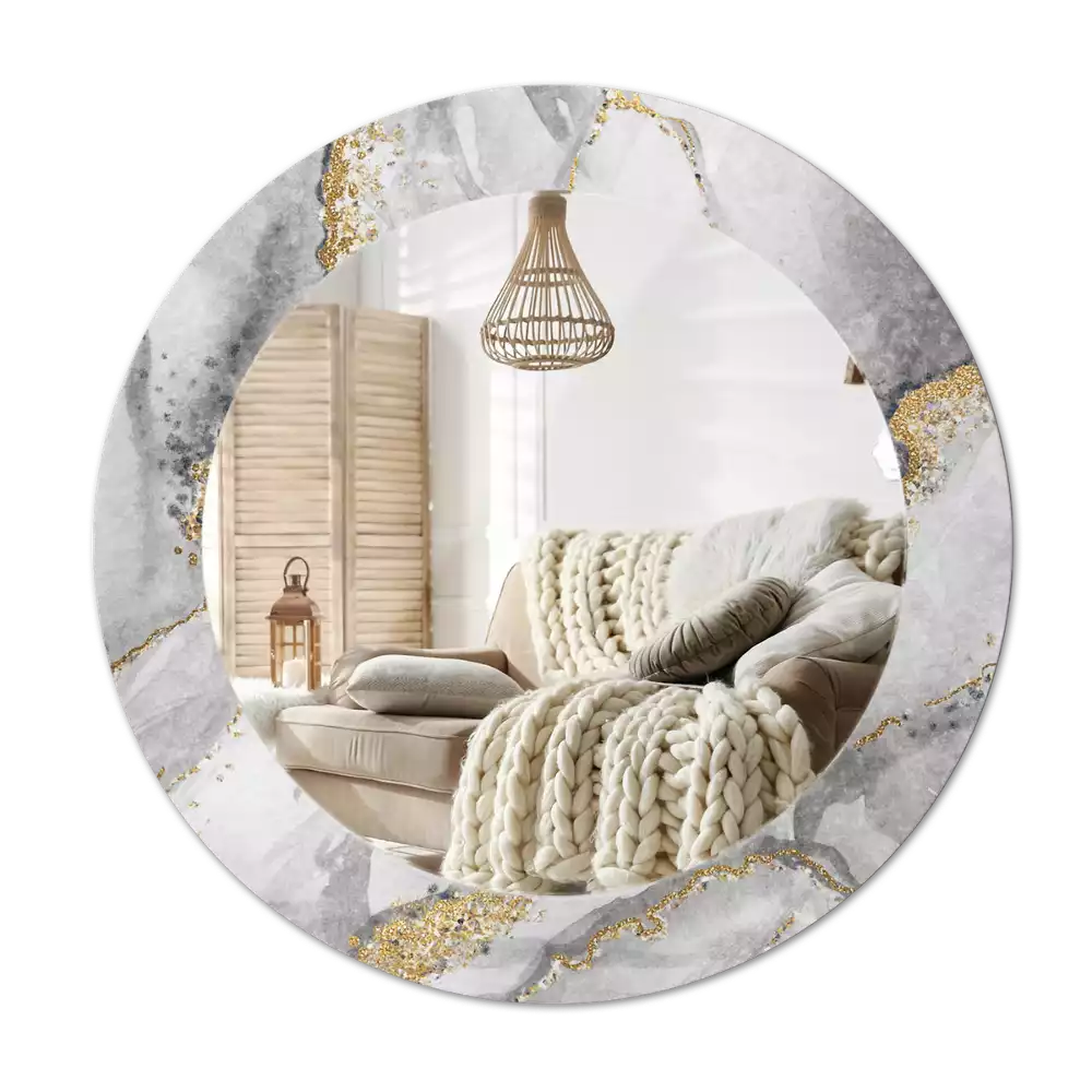 Espejo redondo con decoración Patrón de mármol