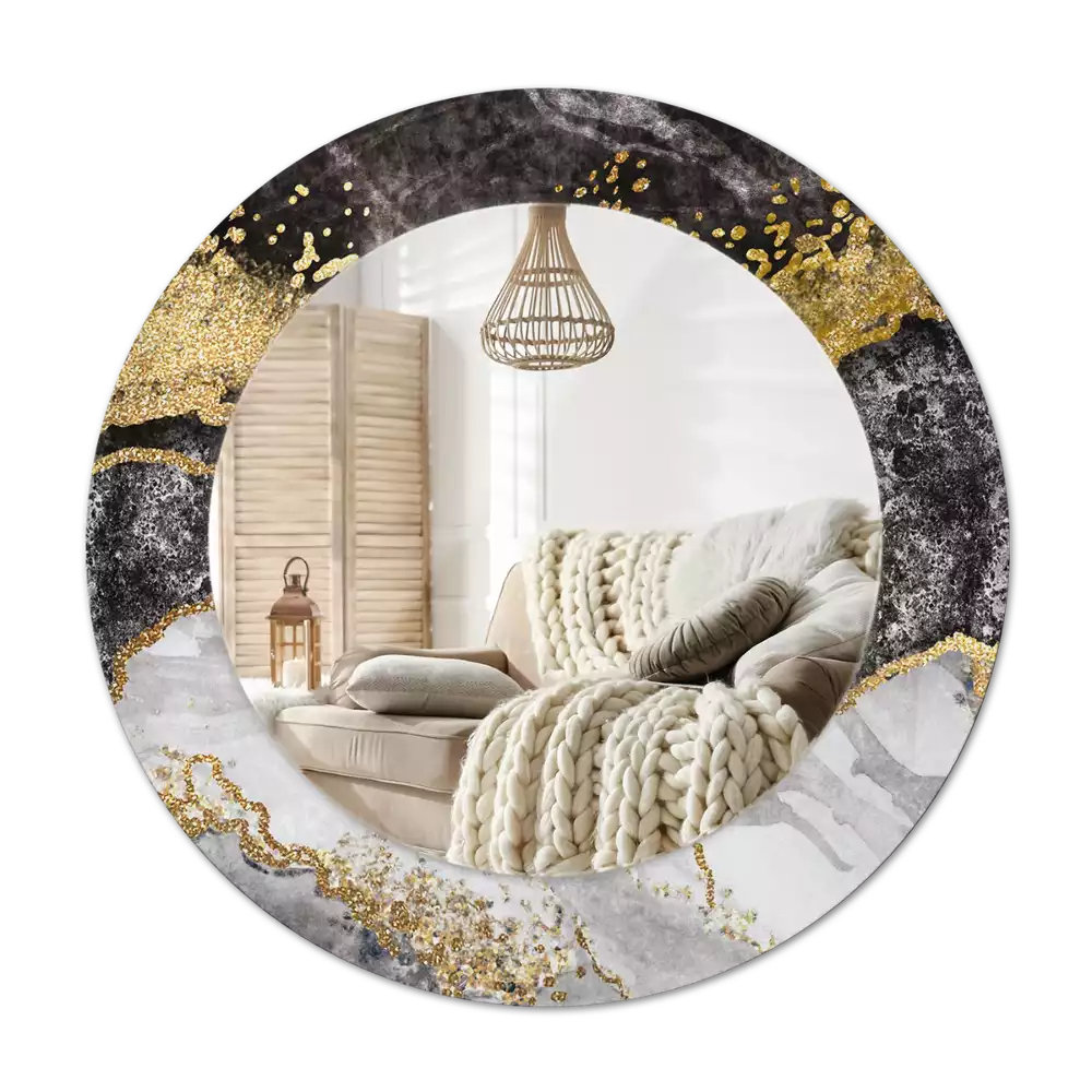 Espejo redondo con decoración Loft de mármol