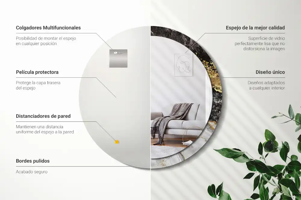 Espejo redondo con decoración Loft de mármol