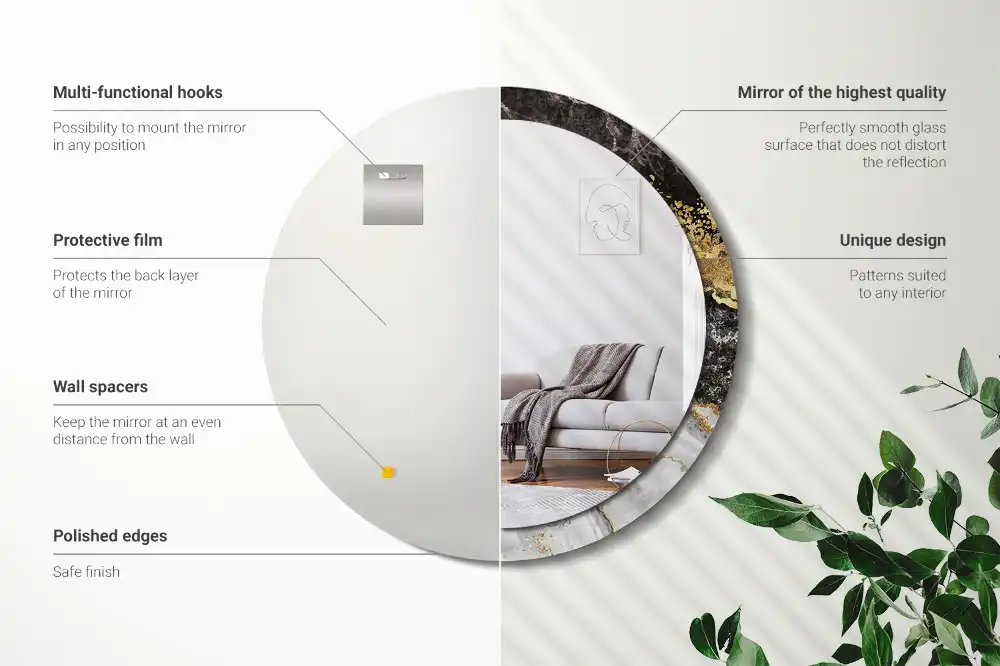 Espejo redondo con decoración Loft de mármol