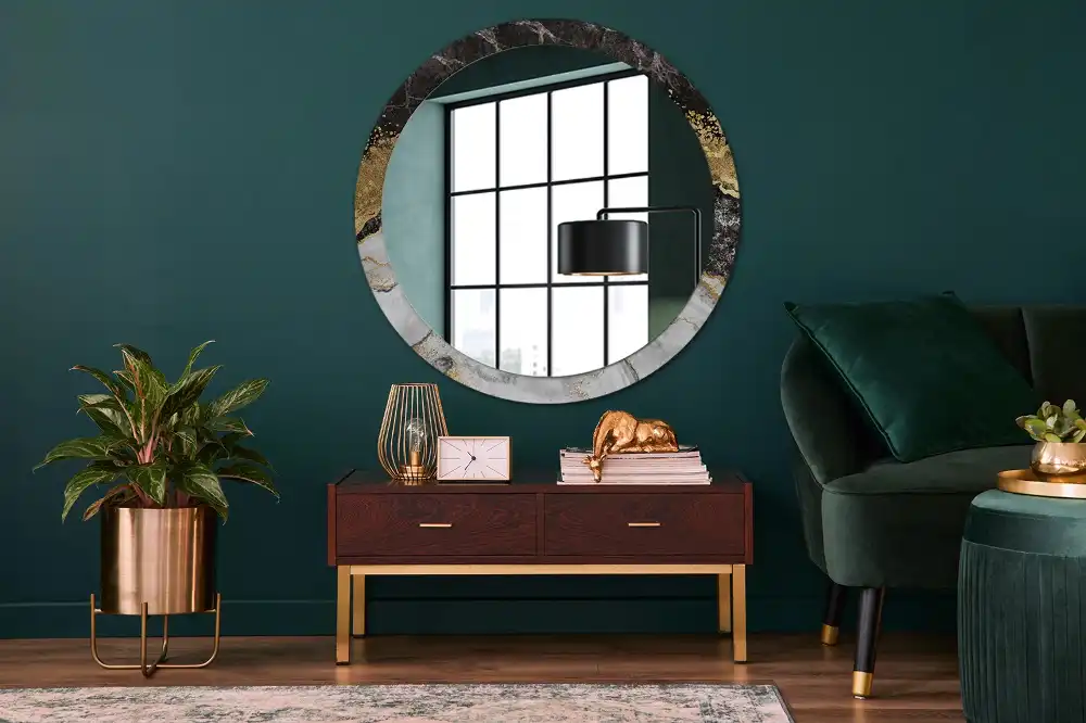 Espejo redondo con decoración Loft de mármol