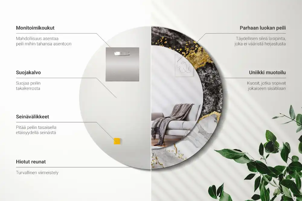 Espejo redondo con decoración Loft de mármol