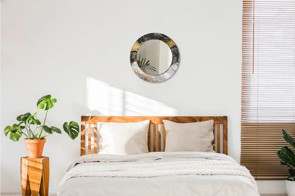 Espejo redondo con decoración Loft de mármol