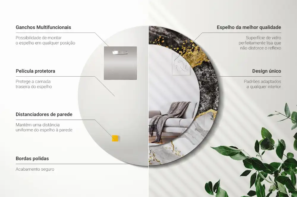 Espejo redondo con decoración Loft de mármol