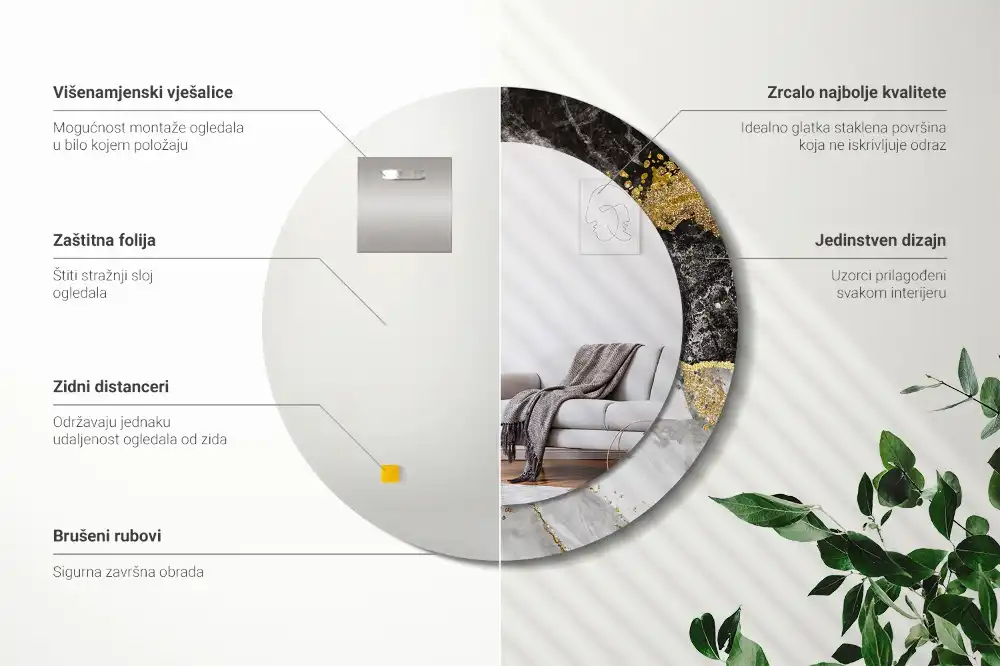 Espejo redondo con decoración Loft de mármol