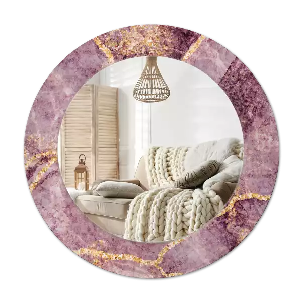 Espejo redondo estampado Imitación de mármol