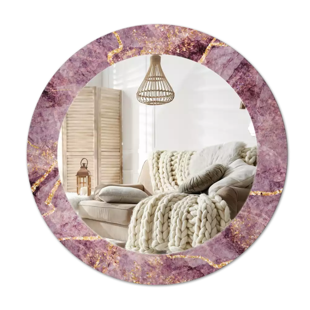 Espejo redondo estampado Imitación de mármol