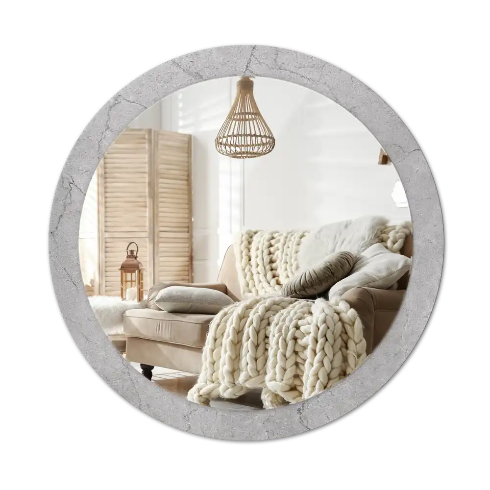 Espejo redondo estampado Cemento gris