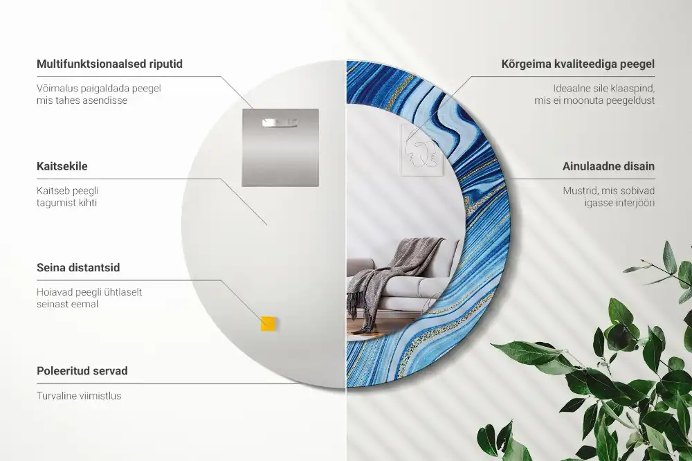 Espejo redondo estampado Río de mármol