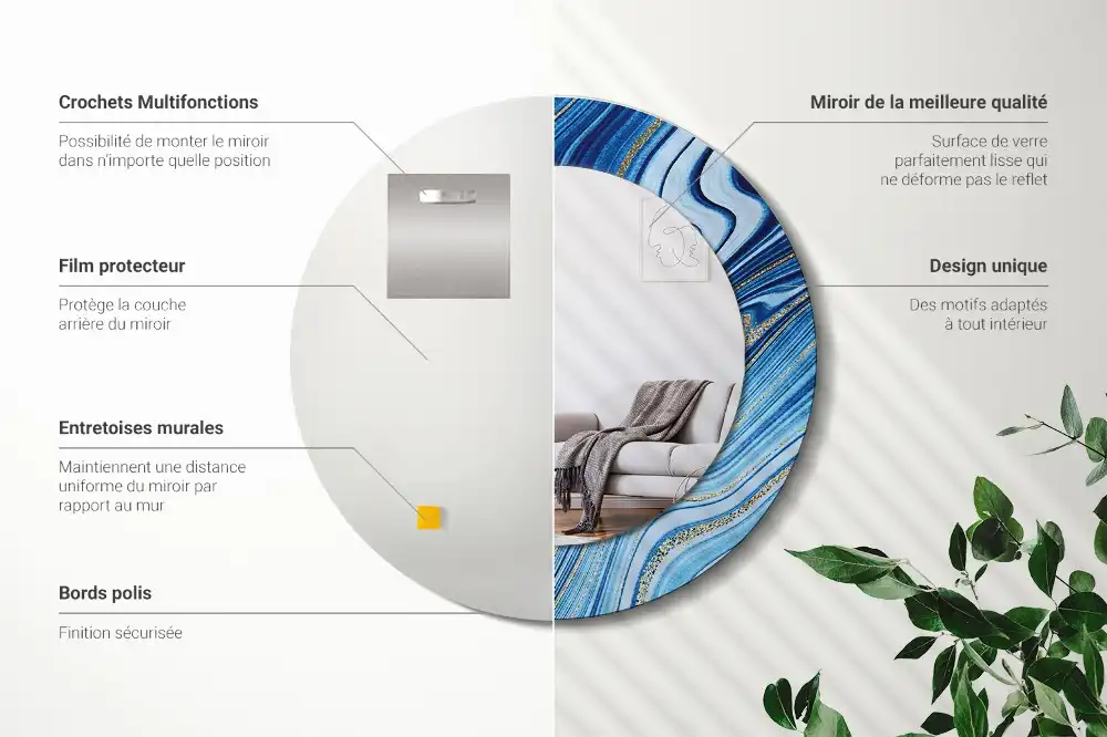 Espejo redondo estampado Río de mármol