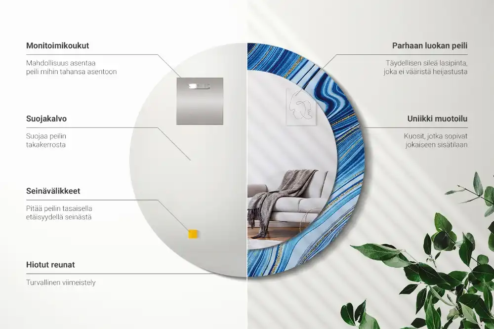 Espejo redondo estampado Río de mármol