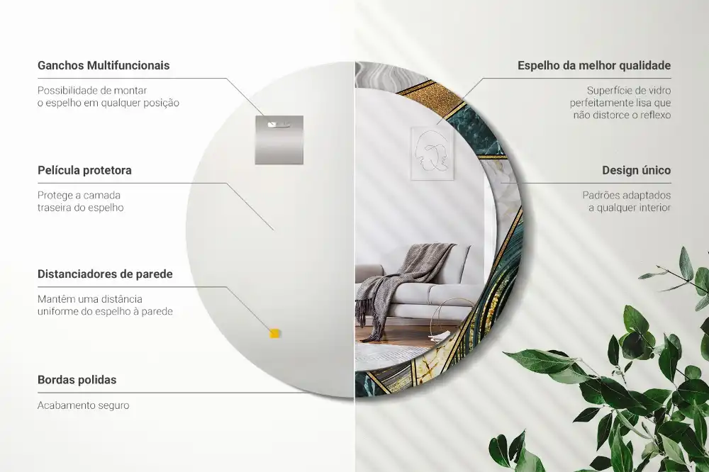 Espejo redondo impreso Estilo mármol