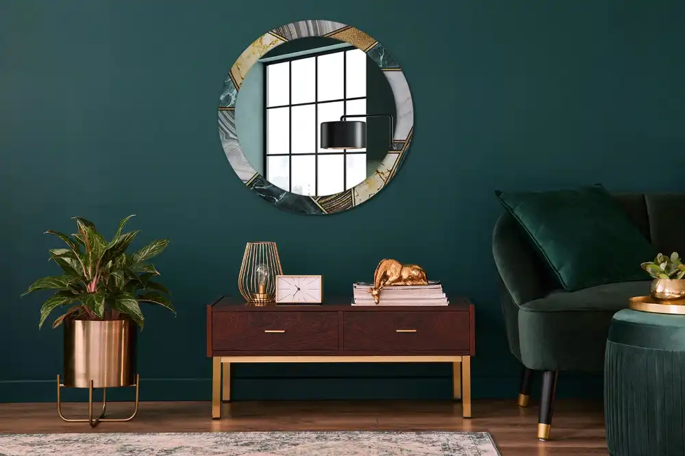 Espejo redondo impreso Estilo mármol