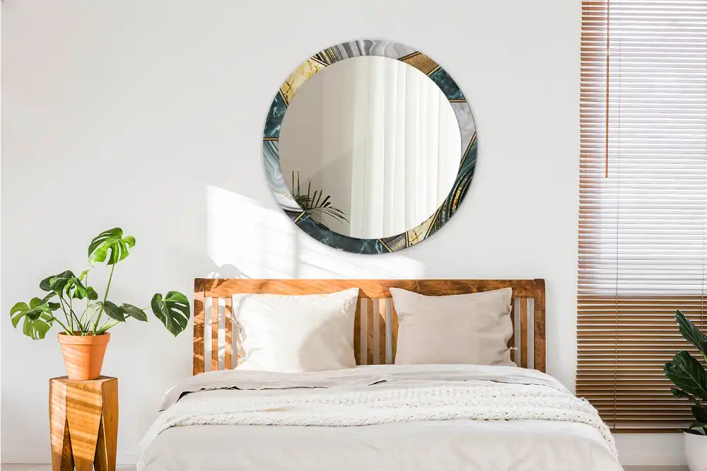 Espejo redondo impreso Estilo mármol